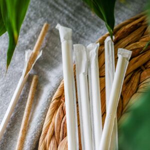 AGAVE FIBER STRAWS - 100ct Individually Wrapped Biodegradable 8.2" Straws by Ecoware. Plant Based, Eco-friendly, 100% Recyclable, Alternative to Paper & Plastic Straws