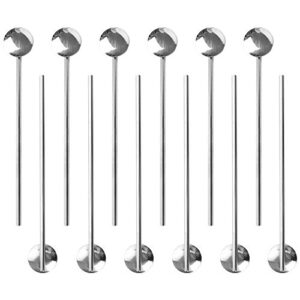 toptie 12 pcs spoon straws stirrer stainless steel drinking straws reusable cocktail spoons straws-silver