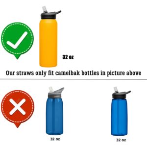 Miracredo 4 PCS Straws compatible with CamelBak Eddy+ Stainless Steel Bottle 32oz, Different Size Straw for Camelbak, Plastic Straw with Straw Brush (8.1''(Fits 32oz Stainless Steel Bottle))