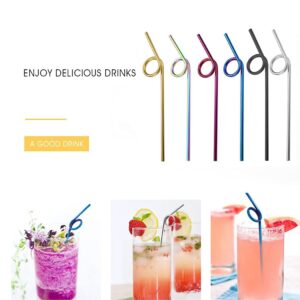 Hoshen 7Pcs Reusable Stainless Steel Curved Straws, Colorful Food-Grade Metal Straws, Beverage Straws, (With Two Cleaning Brushes), Suitable For 20/30 Ounce Tumblers