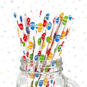 hying 100pcs easter party straws for drinks party cold drinks, easter egg disposable paper drinking straws for juices coffee easter party supplies decorations