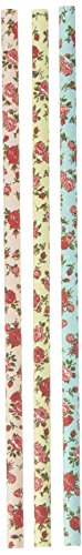 Charmed floral Roses Paper Straws 7.75 Inches 75 Pack Ivory, Light Blue, Pink