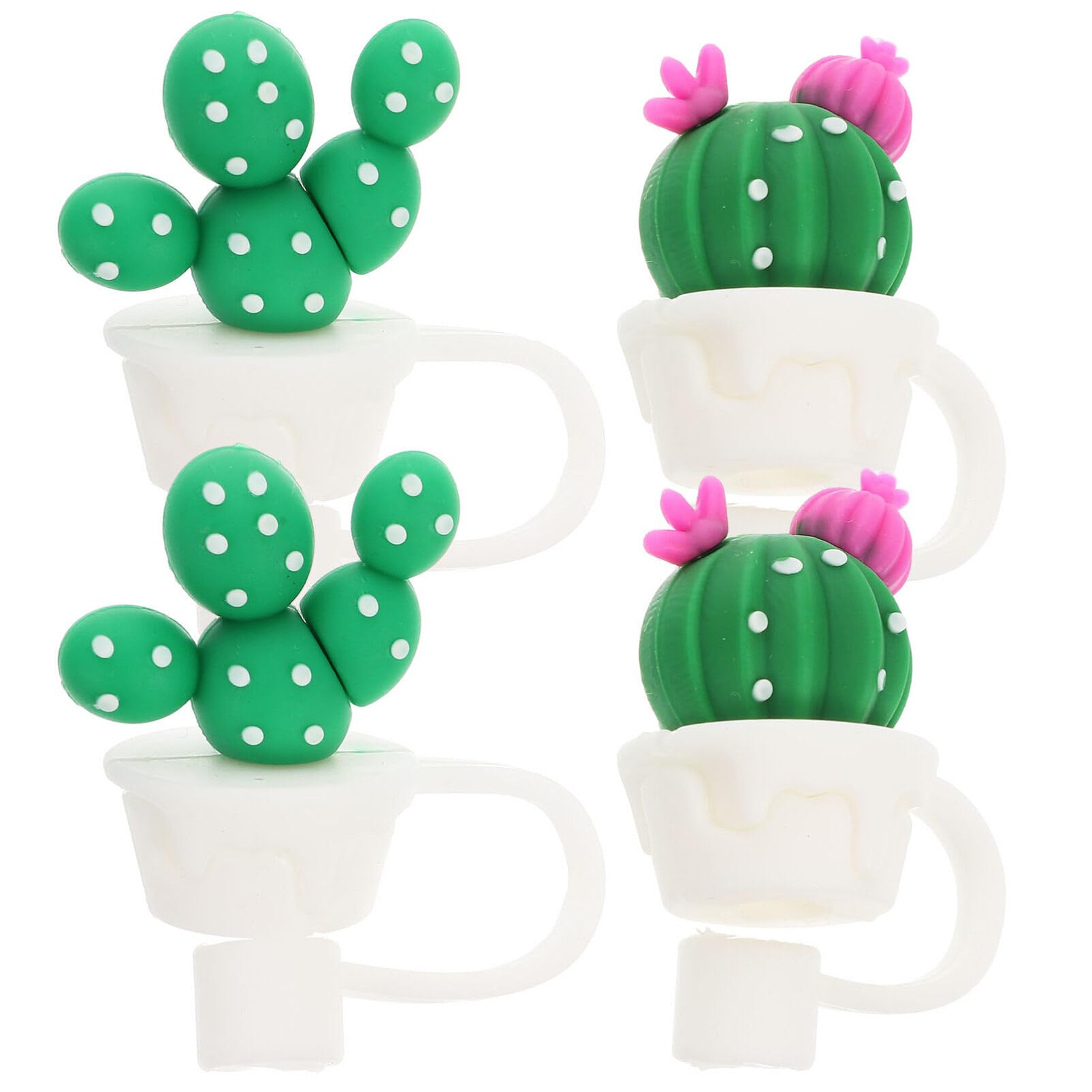 Yardwe 4pcs Cactus Straw Plugs Silicone Straws Drinking Straw Caps Cute Straw Topper Straw Tip Protectors Straw Tips End Cover Reusable Straws Plug Reusable Straw Caps Plug Cover Simple