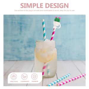 Yardwe 4pcs Cactus Straw Plugs Silicone Straws Drinking Straw Caps Cute Straw Topper Straw Tip Protectors Straw Tips End Cover Reusable Straws Plug Reusable Straw Caps Plug Cover Simple