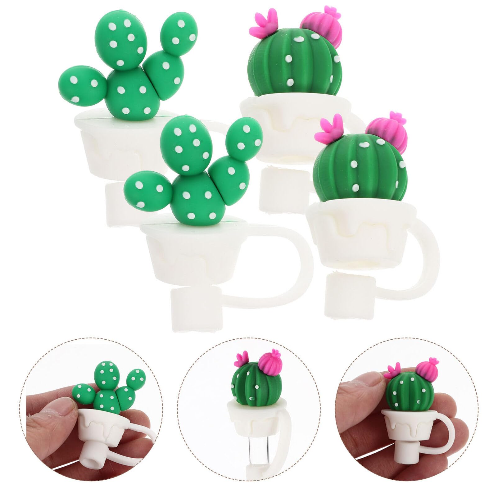 Yardwe 4pcs Cactus Straw Plugs Silicone Straws Drinking Straw Caps Cute Straw Topper Straw Tip Protectors Straw Tips End Cover Reusable Straws Plug Reusable Straw Caps Plug Cover Simple