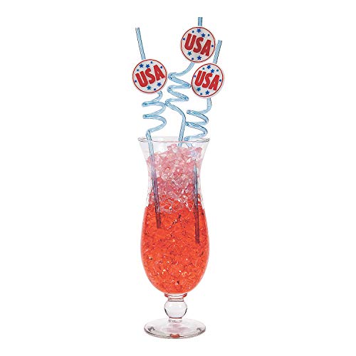 Fun Express - Patriotic Plastic Straws for Fourth of July - Party Supplies - Drinkware - Straws - Fourth of July - 12 Pieces