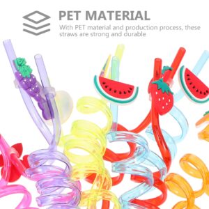 Kichvoe 12pcs Fruit Shaped Straw Small Favor Bags Hey Bear Sensory Fruit Birthday Decorations Crazy Silly Straw Plastic Drinking Straws Bar Straws The Pet Decorate Strawberry Travel