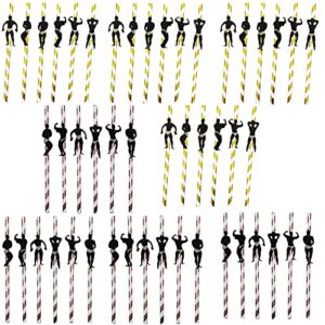 48pcs stripper pole dancing men disposable straws gold rose gold glitter confetti straw black muscle male shape straws cake decoration adult bachelorette party decor