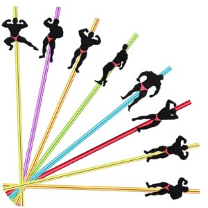 24pcs bachelorette party favors pink stripper dancing men,reusable crazy straws,bachelor straws,mexican mermaid naughty party drinks cocktail straws party supplies bodybuilding 6 color straws