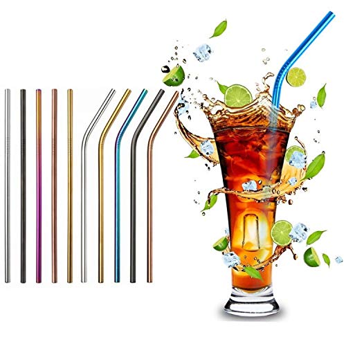 100Pcs Reusable Metal Straight Straw in Bulk Order. 265mm Long Rose Gold Drinking Straws Bronze Color Stainless Steel Straws for 20 and 30 oz Tumbler Yeti (10.5" Long, Rose Gold-100pcs Straight)