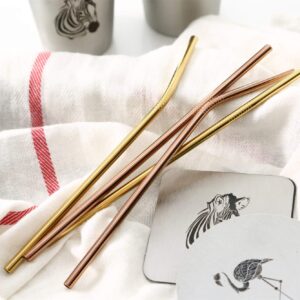 100Pcs Reusable Metal Straight Straw in Bulk Order. 265mm Long Rose Gold Drinking Straws Bronze Color Stainless Steel Straws for 20 and 30 oz Tumbler Yeti (10.5" Long, Rose Gold-100pcs Straight)