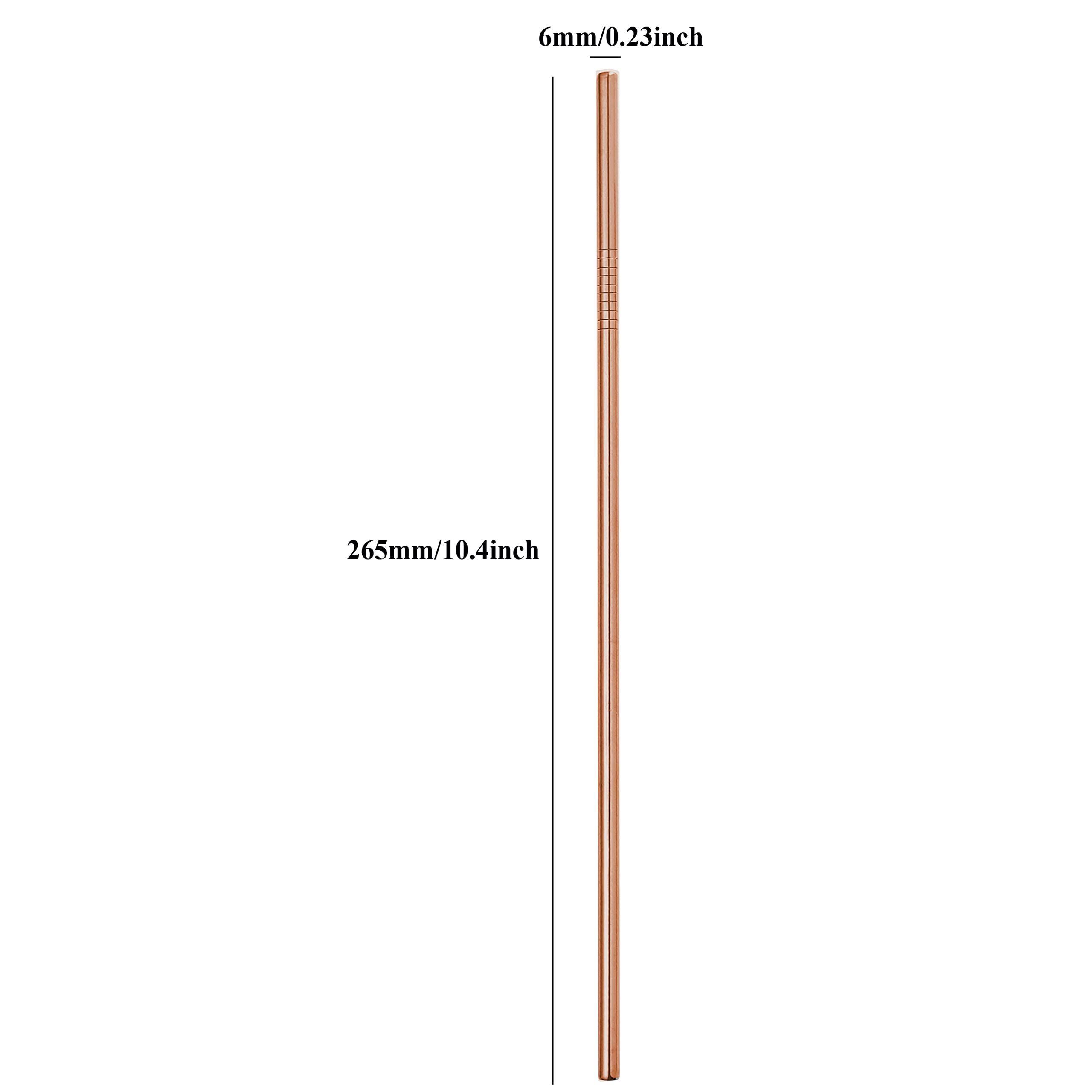 100Pcs Reusable Metal Straight Straw in Bulk Order. 265mm Long Rose Gold Drinking Straws Bronze Color Stainless Steel Straws for 20 and 30 oz Tumbler Yeti (10.5" Long, Rose Gold-100pcs Straight)