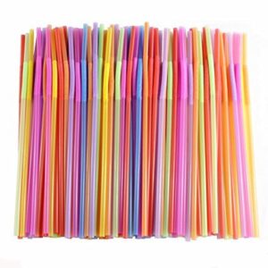 mr.s shop flexible straws of 100 pieces, colorful disposable extra long bendable plastic drinking straws summer must-haves