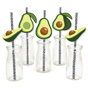 hello avocado - paper straw decor - fiesta party striped decorative straws - set of 24