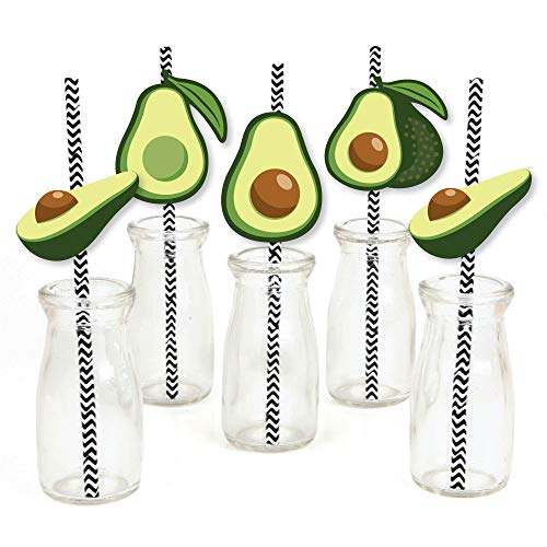 Hello Avocado - Paper Straw Decor - Fiesta Party Striped Decorative Straws - Set of 24