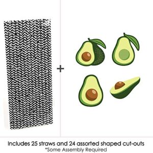 Hello Avocado - Paper Straw Decor - Fiesta Party Striped Decorative Straws - Set of 24