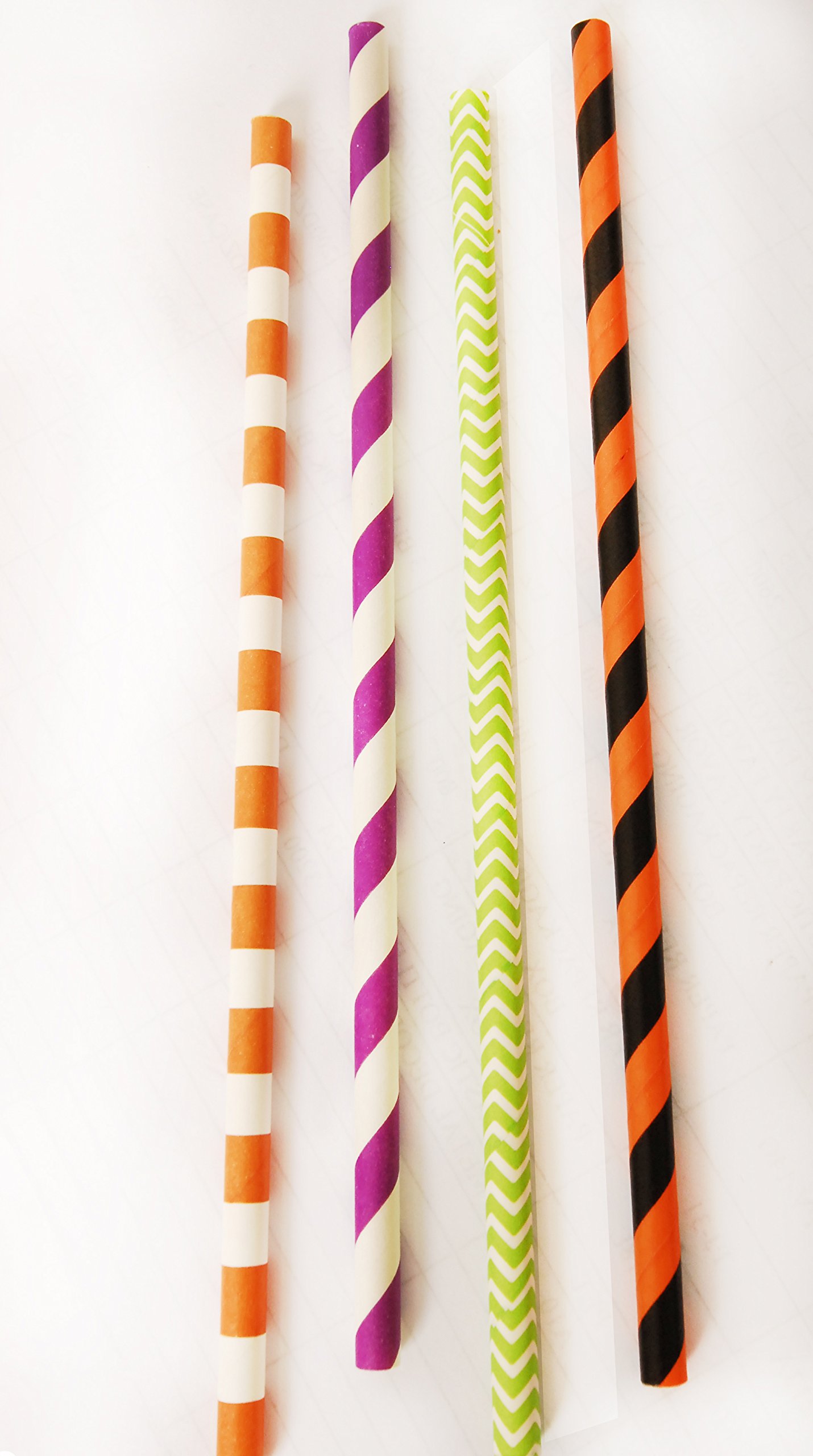 Charmed Halloween orange, black purple and green paper straw pack of 100