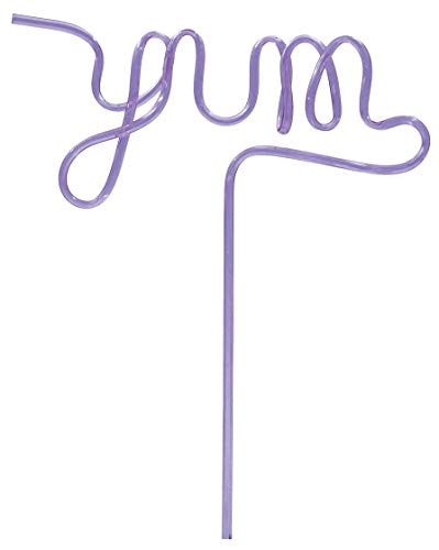 iscream Super Sized Super Silly Set of 3 Word Shaped Drinking Straws - Yum, Love and Happy