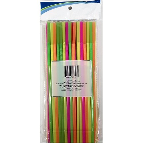 Neon-Colored Super Flexible Straws, 80 Count