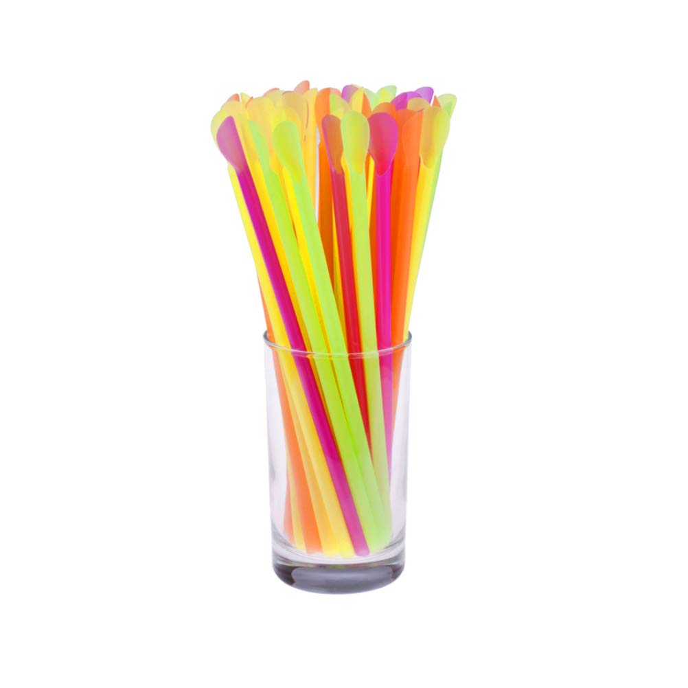 DOITOOL 50pcs Straws Drinking Straw Straw Disposable Spoon