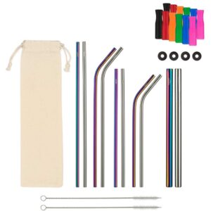 stainless steel reusable straws plus 100% silicone straw tips