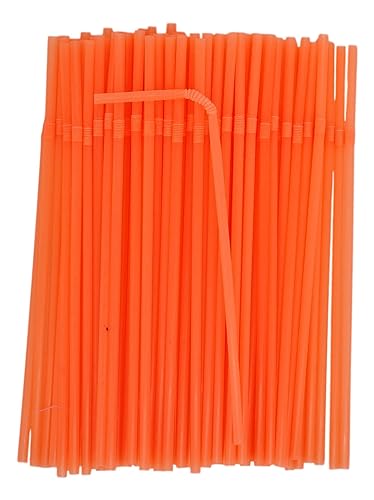 Flexible Plastic Drinking Straws (Assorted Neon) Bendable Disposable BPA Free Bendy