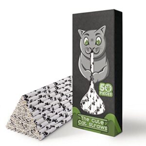 cute cat creations cute cat creations, kawaii black cat paper paw disposable drinking straws, crazy cat ladies & cat moms. biodegradable & compostable paper kitty kat paw straws (sg-cte-cat-stw-001)