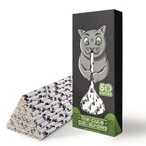 Cute Cat Creations CUTE CAT CREATIONS, Kawaii Black Cat Paper Paw Disposable Drinking Straws, Crazy Cat Ladies & Cat Moms. Biodegradable & Compostable Paper Kitty Kat Paw Straws (SG-CTE-CAT-STW-001)