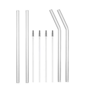 reusable glass straws 8 in 1 set 8.5" borosilicate glass straws eco friendly drinking straw for smoothies cocktails bar accessories straws with brushes inside