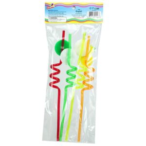 magical fruit assorted color plastic straws - 4 pc set - perfect party favor accessory for kids