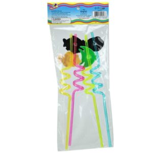 magical fish assorted color plastic straws - 4 pc set - perfect party favor accessory for kids