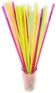 19.5 long flexible neon drinking straws - assorted colors - pack of 200
