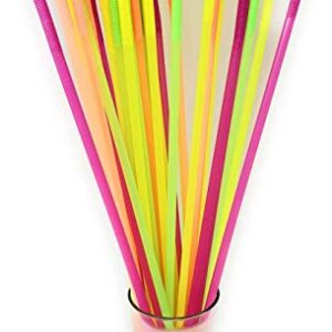 19.5 Long Flexible Neon Drinking Straws - Assorted Colors - Pack of 200