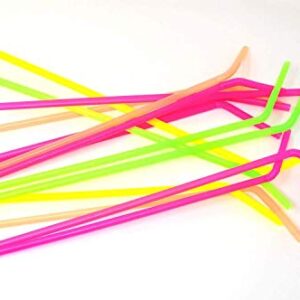 19.5 Long Flexible Neon Drinking Straws - Assorted Colors - Pack of 200