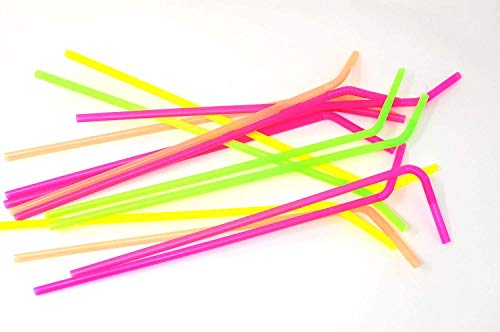 19.5 Long Flexible Neon Drinking Straws - Assorted Colors - Pack of 200