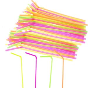 tiger chef refill 400 flexible plastic multi color neon drinking straws bpa-free 8.25 inch