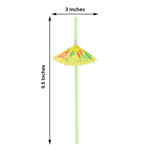 TABLECLOTHSFACTORY 50 Pack | Multi-Colored Umbrella Luau Pool Party Drinking Straws