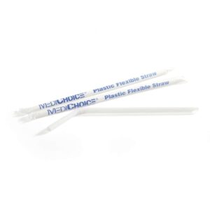 medichoice drinking straw, flexible, individually wrapped disposable, plastic, 7.75 inch x .25 inch (box of 500)