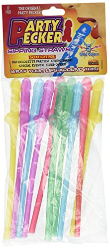 Party Pecker Rainbow Sipping Straws, 10 pcs Set