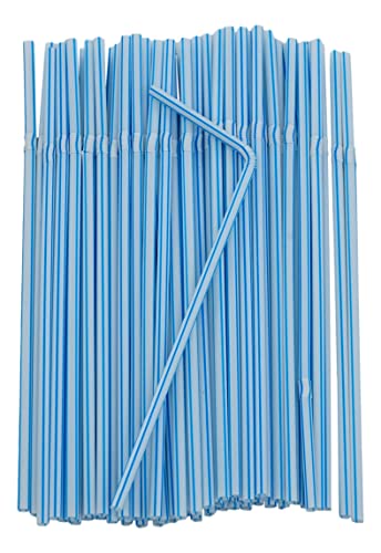 Flexible Plastic Drinking Straws (Assorted Classic Striped) Bendable Disposable BPA Free Bendy Straws