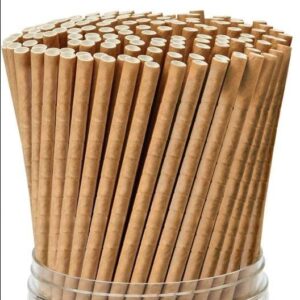 250pc Bendable Brown Paper Eco Friendly Biodegradable Straws Compostable And Disposable For Drinking Or Crafts