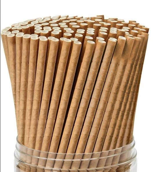 250pc Bendable Brown Paper Eco Friendly Biodegradable Straws Compostable And Disposable For Drinking Or Crafts