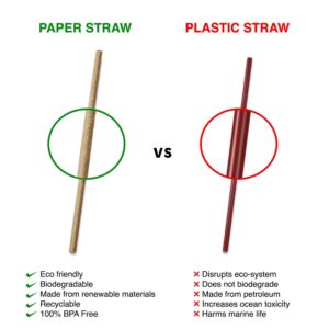 250pc Bendable Brown Paper Eco Friendly Biodegradable Straws Compostable And Disposable For Drinking Or Crafts