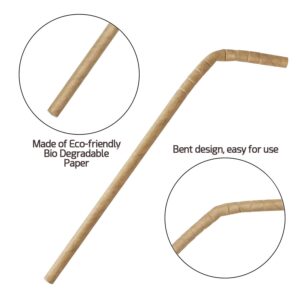 250pc Bendable Brown Paper Eco Friendly Biodegradable Straws Compostable And Disposable For Drinking Or Crafts