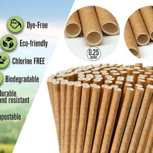 250pc Bendable Brown Paper Eco Friendly Biodegradable Straws Compostable And Disposable For Drinking Or Crafts