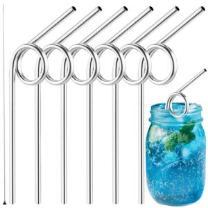 loop design reusable stainless steel straws, tomorotec home metal straw sets with cleaning brushes for tumblers beverage drinks cocktail (silver)