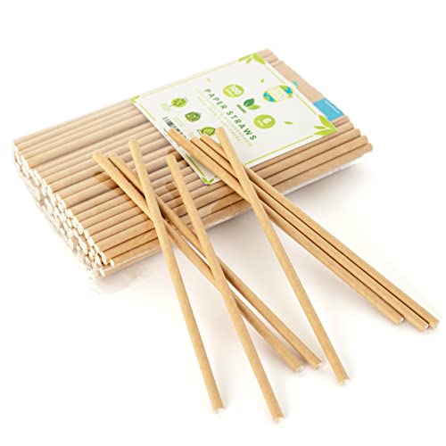 EnvGreens Biodegradable Paper Drinking Straws - 100% Eco-Friendly Compostable & Disposable Drinking Straws for Juices, Restaurants and Party supplies (100 Pack)