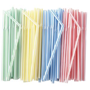 ALINK 500 Black Flexible Straws + 500 Striped Straws