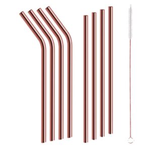 BulbHead Red Copper Straws, Assorted Straight & Bent, 8 Count