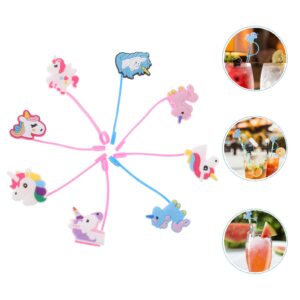 GLEAVI Silicone Straw Lid 8pcs Unicorn Straw Lid Drinking Straw Covers Caps for Straws Straw Toppers for Tumblers Silicone Straw Tips Kids Straw Covers Water Cup -